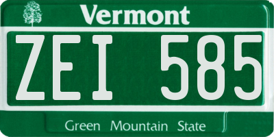VT license plate ZEI585