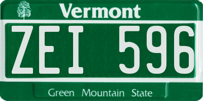 VT license plate ZEI596