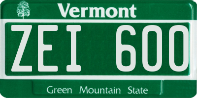 VT license plate ZEI600