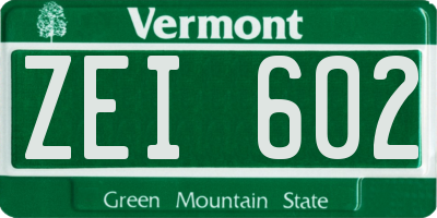 VT license plate ZEI602