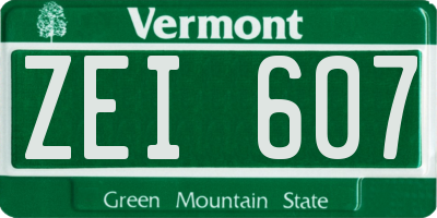VT license plate ZEI607