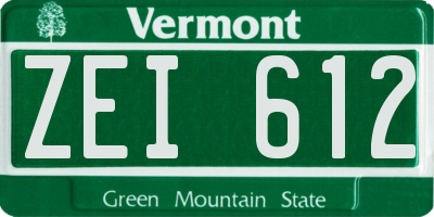 VT license plate ZEI612