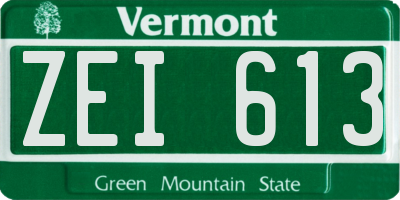 VT license plate ZEI613