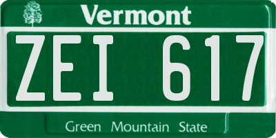 VT license plate ZEI617