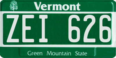 VT license plate ZEI626