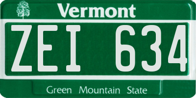 VT license plate ZEI634