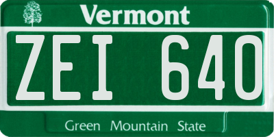 VT license plate ZEI640