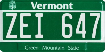 VT license plate ZEI647