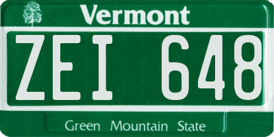 VT license plate ZEI648