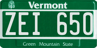 VT license plate ZEI650