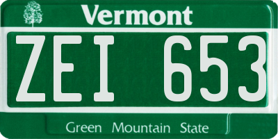 VT license plate ZEI653
