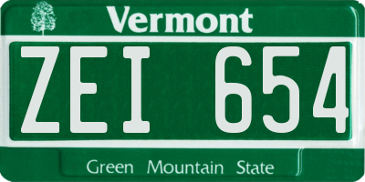 VT license plate ZEI654