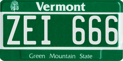 VT license plate ZEI666