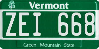 VT license plate ZEI668