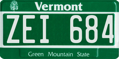 VT license plate ZEI684