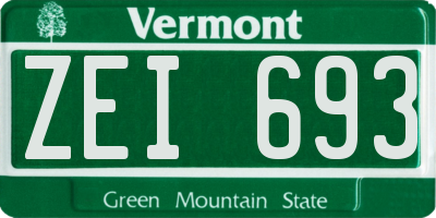 VT license plate ZEI693