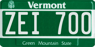 VT license plate ZEI700