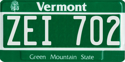 VT license plate ZEI702
