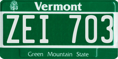 VT license plate ZEI703