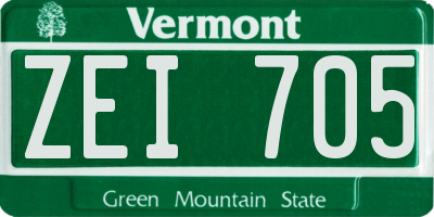 VT license plate ZEI705