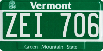 VT license plate ZEI706