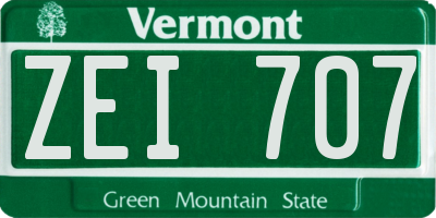 VT license plate ZEI707