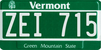 VT license plate ZEI715