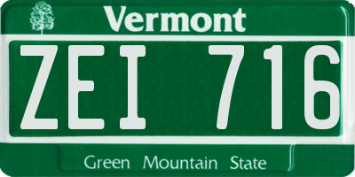 VT license plate ZEI716