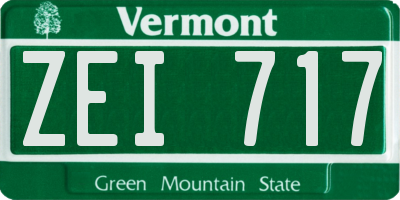 VT license plate ZEI717
