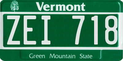 VT license plate ZEI718
