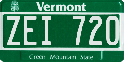 VT license plate ZEI720