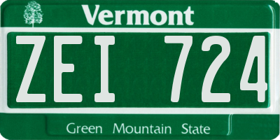 VT license plate ZEI724