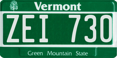VT license plate ZEI730
