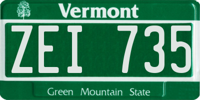 VT license plate ZEI735