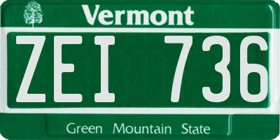 VT license plate ZEI736