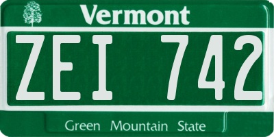 VT license plate ZEI742