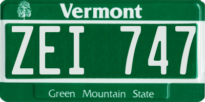 VT license plate ZEI747