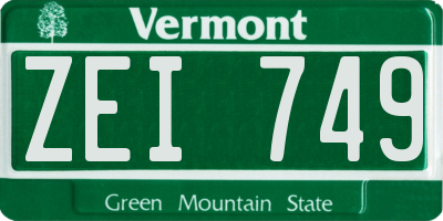 VT license plate ZEI749