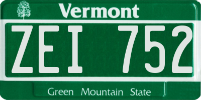 VT license plate ZEI752