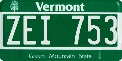 VT license plate ZEI753