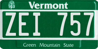 VT license plate ZEI757