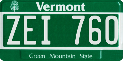 VT license plate ZEI760