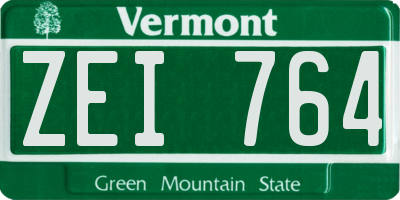VT license plate ZEI764