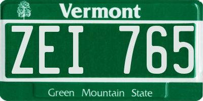 VT license plate ZEI765