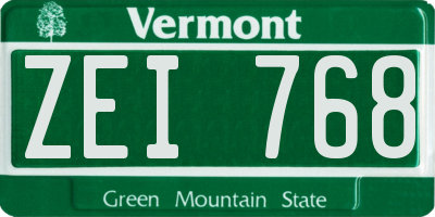 VT license plate ZEI768