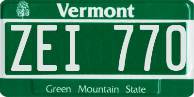 VT license plate ZEI770