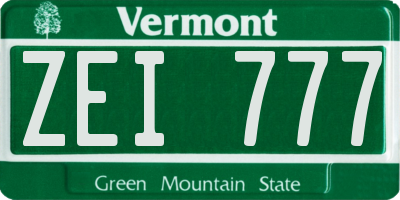 VT license plate ZEI777