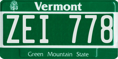 VT license plate ZEI778