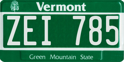 VT license plate ZEI785