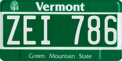 VT license plate ZEI786